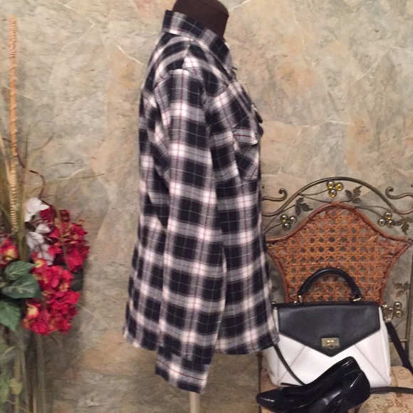 Overdrive 🌹plaid button down shirt top - Picture 5 of 8